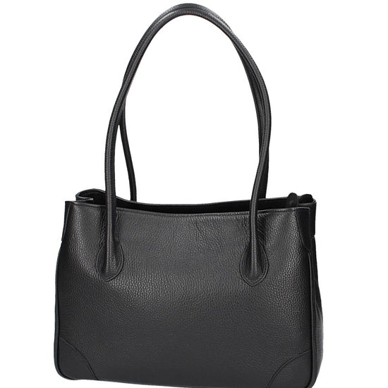 Schultertasche in Schwarz aus Leder - leder-accessoires.com