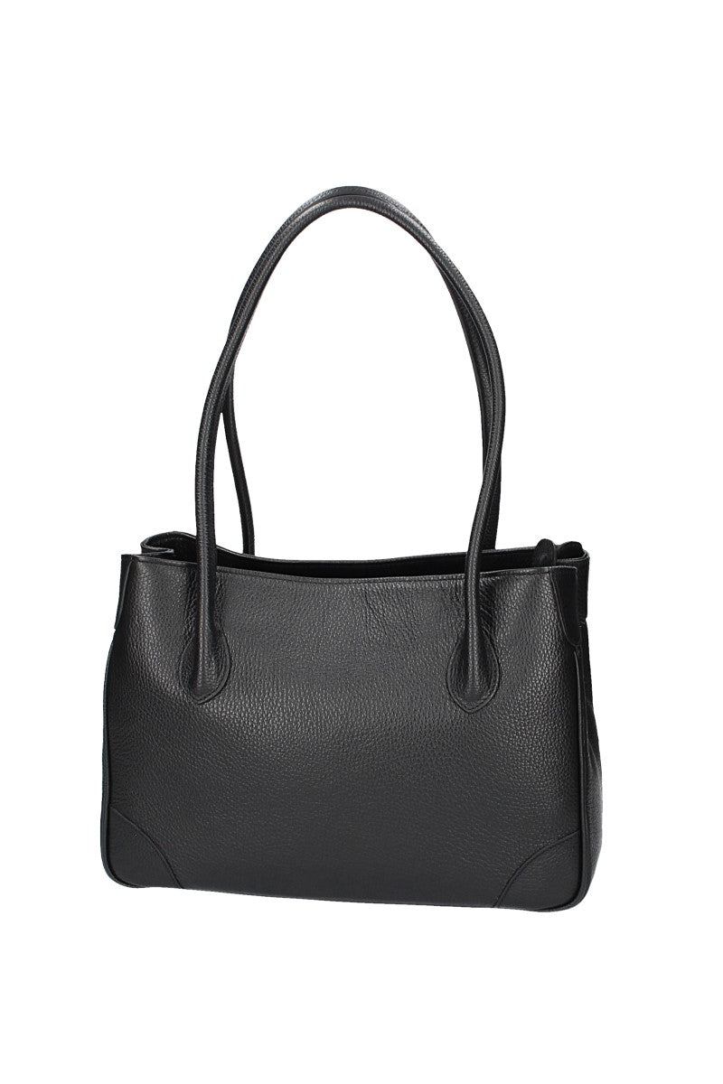 Schultertasche in Schwarz aus Leder