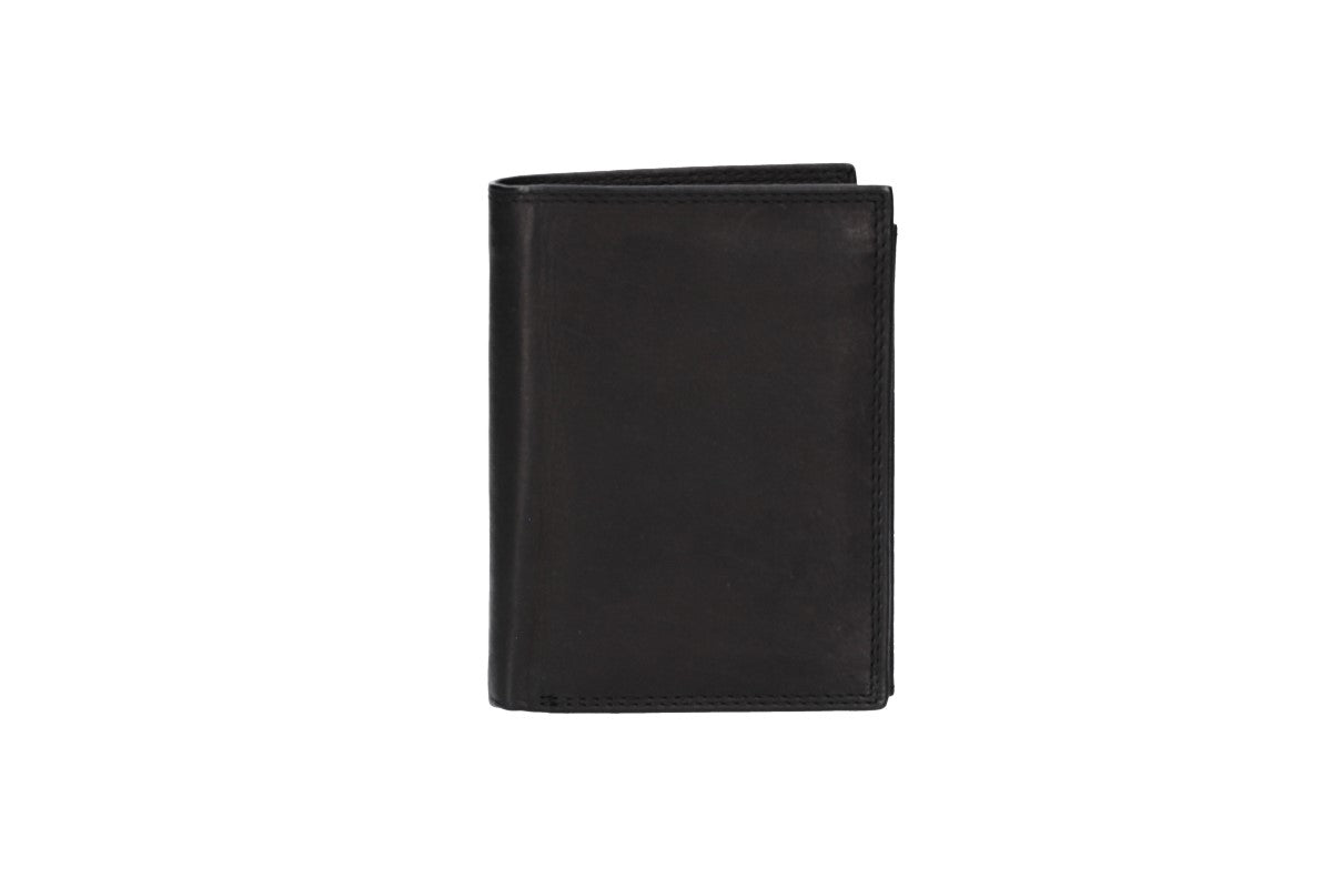 Geldbörse Hochformat mit Riegel in Schwarz aus Leder