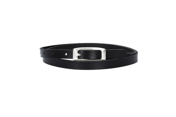 Damen-|Taillengürtel 15mm in Schwarz mit Vollschließe in Silber