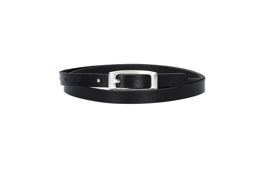 Damen-|Taillengürtel 15mm in Schwarz mit Vollschließe in Silber