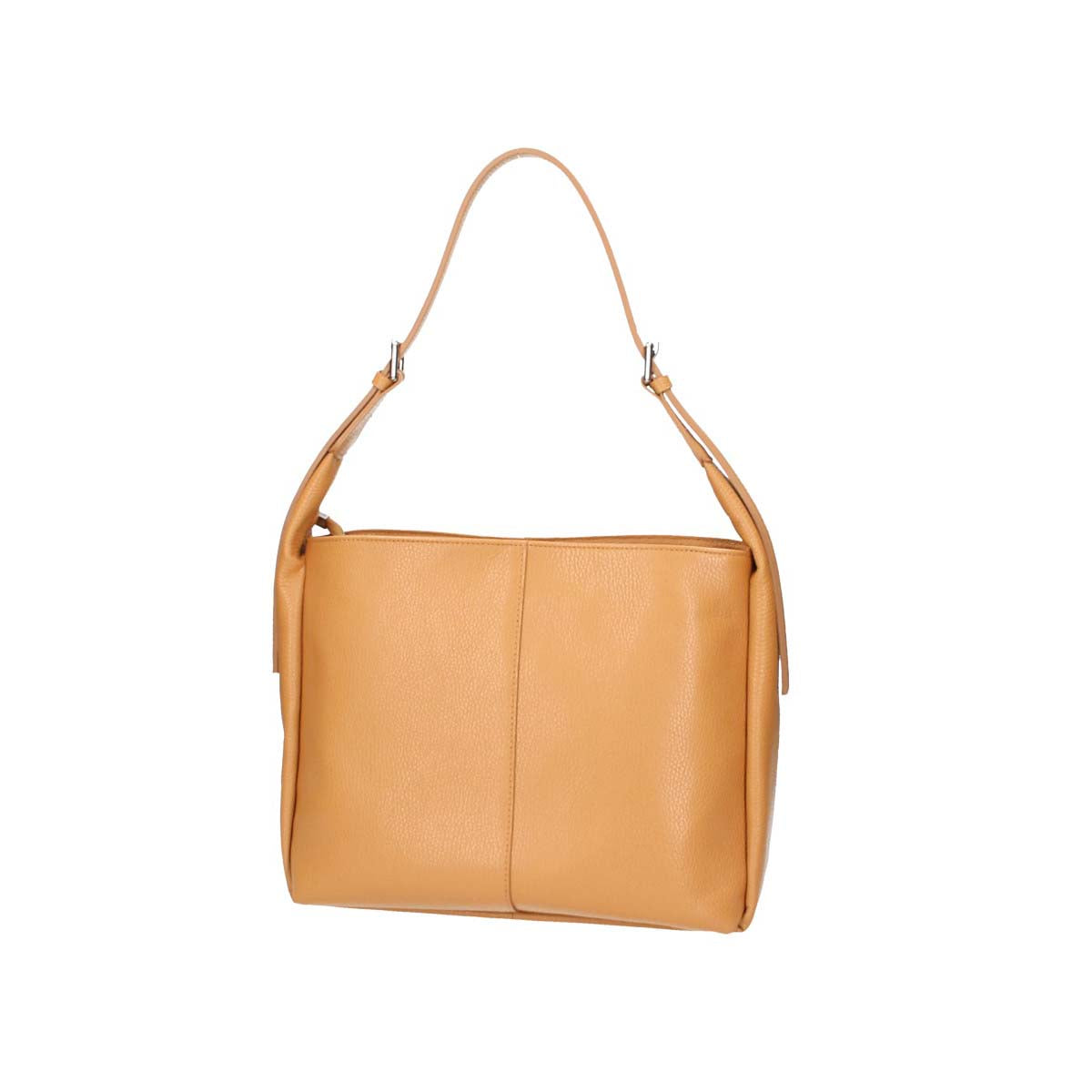 Schultertasche in Cognac aus Leder mit Reißverschluss