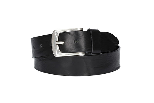 Jeansgürtel 40mm in Schwarz mit Airbrushkante und Dornschließe Altsilber
