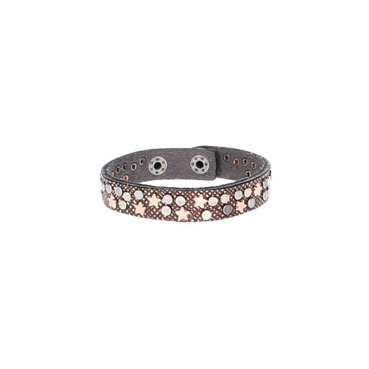 Armband Braun|Metallic mit  Sternen aus Leder