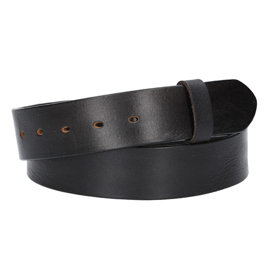 Lederriemen | Gürtelrohling Glanz 40mm in Schwarz mit Schlaufe und Kapplochteil - leder-accessoires.com