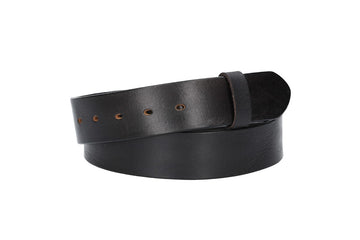 Lederriemen | Gürtelrohling Glanz 40mm in Schwarz mit Schlaufe und Kapplochteil - leder-accessoires.com
