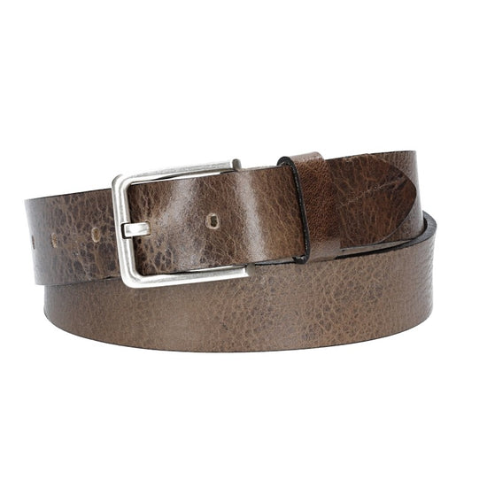 Hochwertiger Ledergürtel 35mm in Grau mit rustikaler Schließe in Silber - leder-accessoires.com