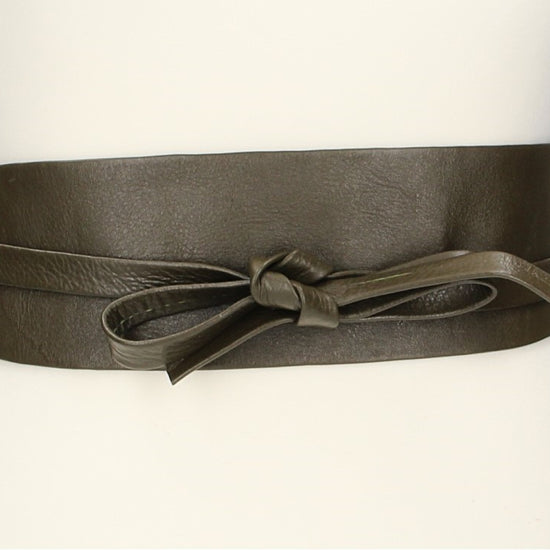 Taillen-| Bandgürtel 70mm Grün|Oliv zum binden - leder-accessoires.com