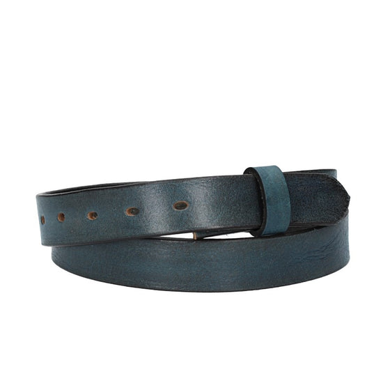 Lederriemen | Gürtelrohling Glanz 30mm in Blau | Marine mit Schlaufe und Kapplochteil - leder-accessoires.com