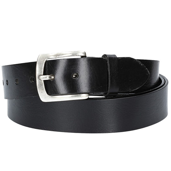 Ledergürtel Überlänge Schwarz 40mm mit glänzender Schließe - leder-accessoires.com