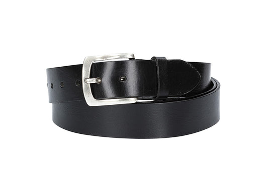 Ledergürtel Überlänge Schwarz 40mm mit glänzender Schließe - leder-accessoires.com