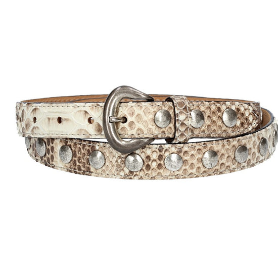 Schlangenledergürtel 25mm Beige und Dornschließe in Silber - leder-accessoires.com