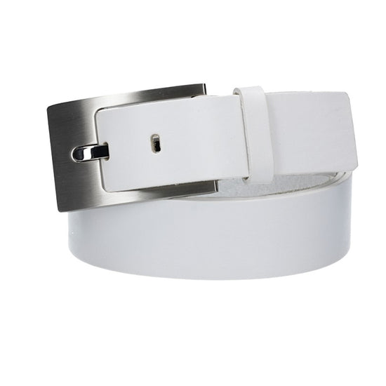 Ledergürtel Überlänge Weiß 40mm mit Schmuckschließe Silber - leder-accessoires.com