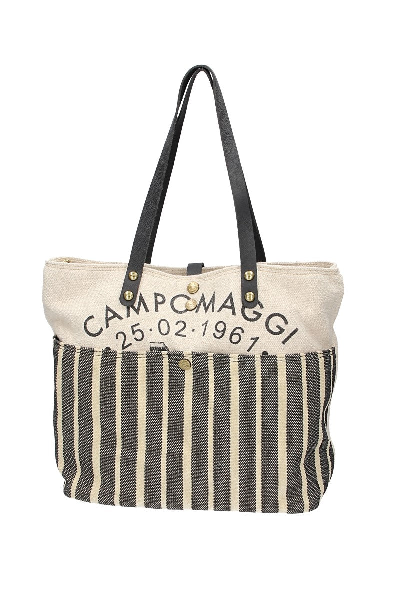 Shopper in Beige|Blau aus Canvas