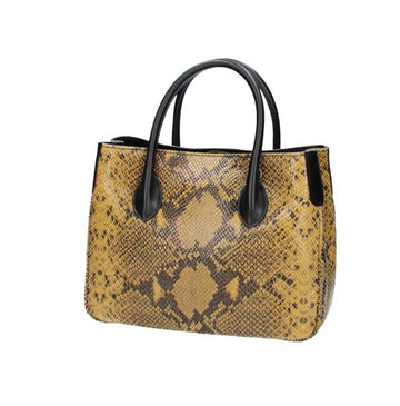 Sale Kurzgrifftasche in Gelb|Pythonoptik aus Leder - leder-accessoires.com