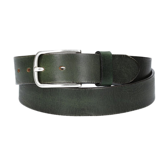 Ledergürtel Grün 35mm mit Dornschließe in Silber - leder-accessoires.com