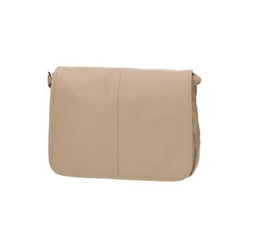 Schultertasche in Taupe mit Überschlag aus Leder
