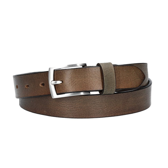 Ledergürtel 30mm in Grau mit Schließe in Silber - leder-accessoires.com