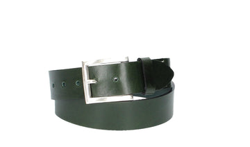 Hochwertiger Ledergürtel 40mm in Oliv mit rustikaler Schließe in Silber