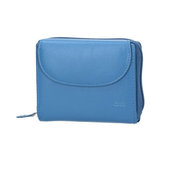 Damenbörse mit Reißverschluss in Eisblau aus Leder - leder-accessoires.com