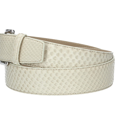 Schlangenledergürtel 40mm Beige mit Schließe in Silber - leder-accessoires.com