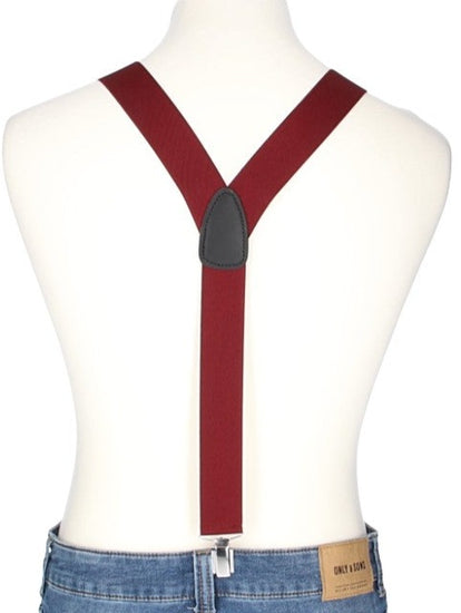 Hosenträger Uni Bordeaux 35mm mit Clipverschluss - leder-accessoires.com