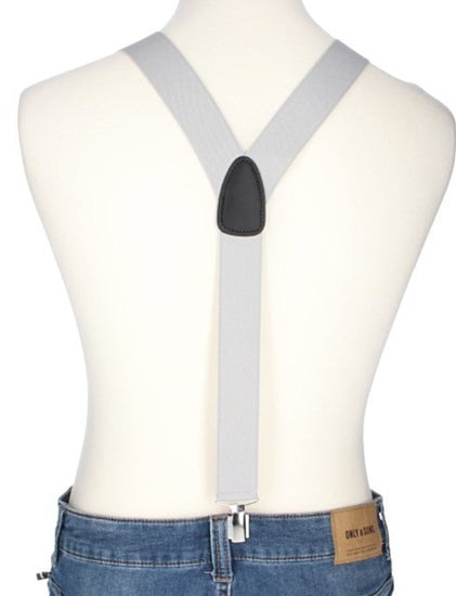 Hosenträger Uni Hellgrau 35mm mit Clipverschluss - leder-accessoires.com