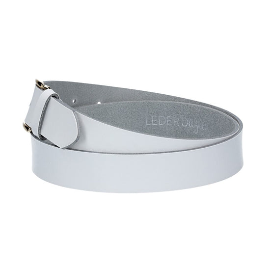 Ledergürtel 30mm in Weiss mit Dornschließe in Light Gold - leder-accessoires.com