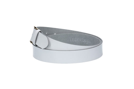 Ledergürtel 30mm in Weiss mit Dornschließe in Light Gold - leder-accessoires.com