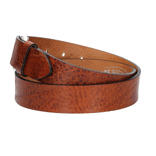 Hochwertiger Ledergürtel 35mm in Cognac mit rustikaler Schließe in Silber - leder-accessoires.com