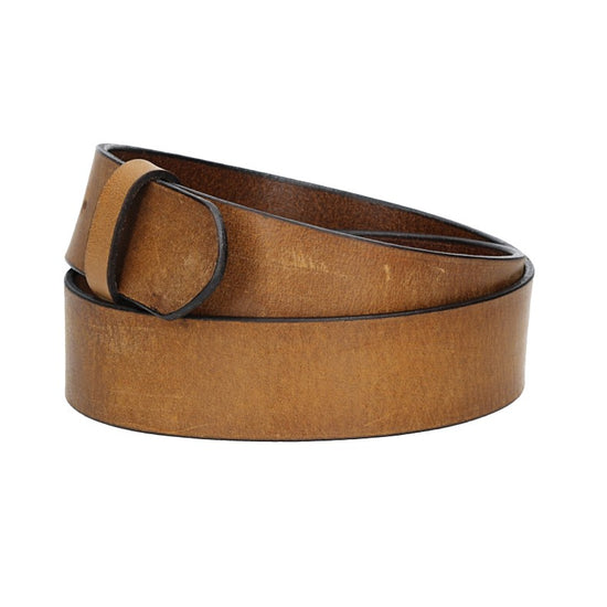 Lederriemen | Gürtelrohling Matt 40mm in Ocker|Senfgelb mit Schlaufe und Kapplochteil - leder-accessoires.com