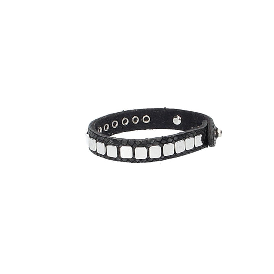 Armband Schwarz in Echsenoptik mit Nieten aus Leder - leder-accessoires.com