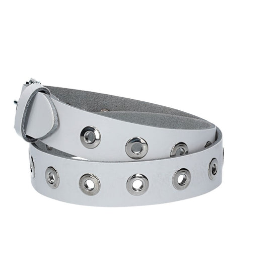Ledergürtel Kids 25mm in Weiss mit Ösen und Schließe in Silber - leder-accessoires.com
