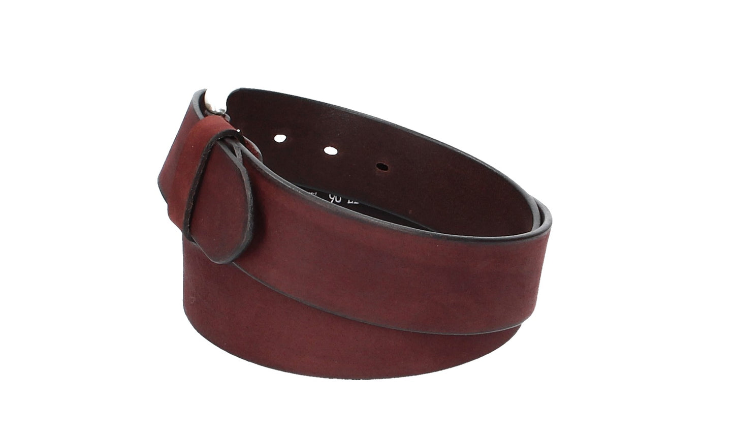 Ledergürtel Rot|Bordeaux 40mm mit Dornschließe in Silber