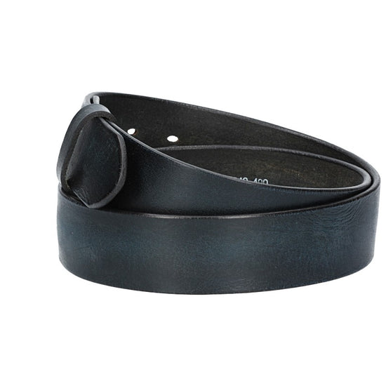 Lederriemen | Gürtelrohling Glanz 40mm in Blau|Marine mit Schlaufe und Kapplochteil - leder-accessoires.com