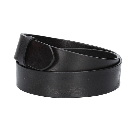Lederriemen | Gürtelrohling Glanz 40mm in Schwarz mit Schlaufe und Kapplochteil - leder-accessoires.com