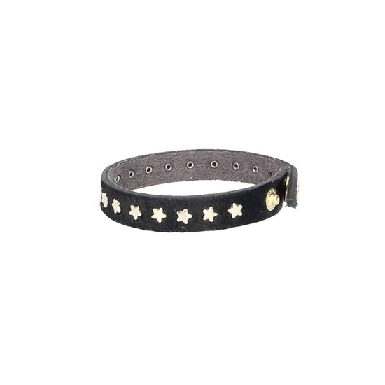 Armband Schwarz|Fell mit Sternen aus Leder - leder-accessoires.com