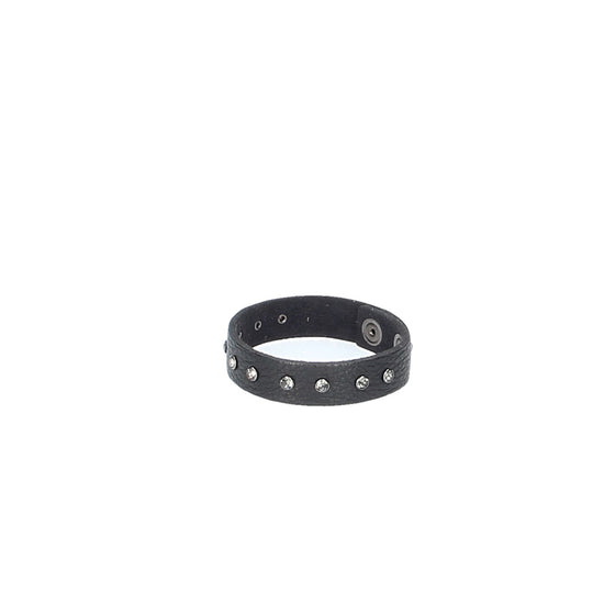 Armband mit Swarovski in Schwarz aus Leder - leder-accessoires.com