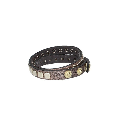 Armband doppelt Rose|Gold in Rochenoptik aus Leder - leder-accessoires.com
