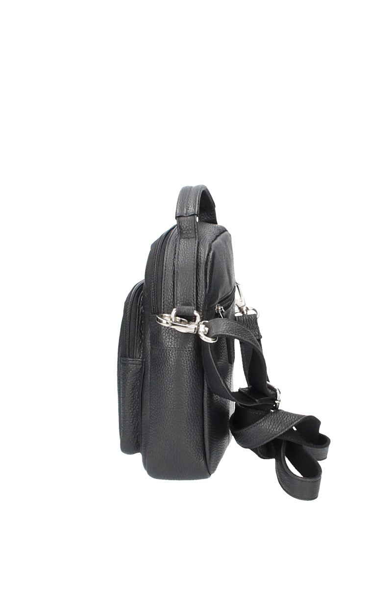 Umhängetasche in Schwarz mit Reißverschluss und Vortasche