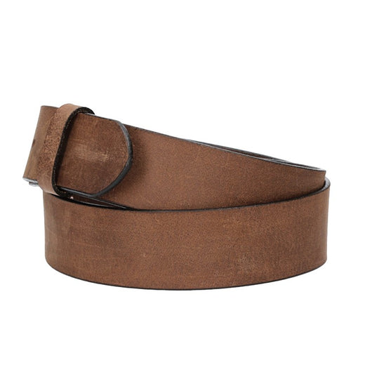 Lederriemen | Gürtelrohling Matt 40mm in Braun mit Schlaufe und Kapplochteil - leder-accessoires.com