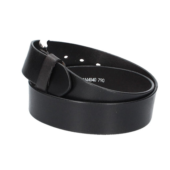 Ledergürtel Schwarz 40mm mit Dornschließe in Silber - leder-accessoires.com