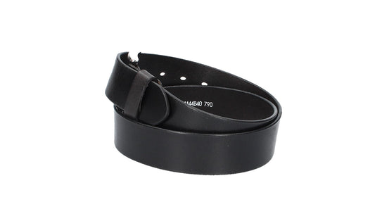 Ledergürtel Schwarz 40mm mit Dornschließe in Silber - leder-accessoires.com