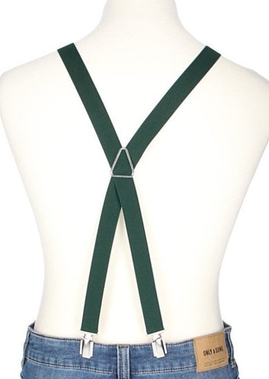 Hosenträger Uni Grün 25mm mit Clipverschluss - leder-accessoires.com