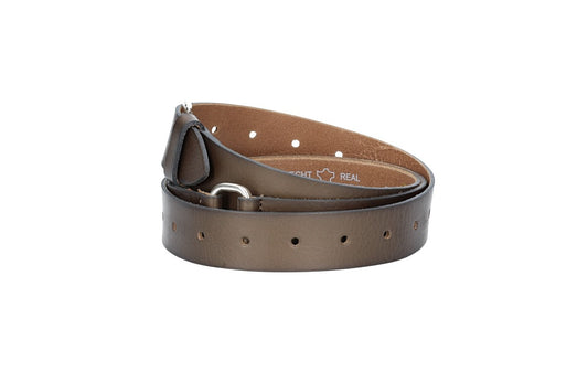 Ledergürtel Überlänge Taupe|Braun 35mm mit Schließe in Silber - leder-accessoires.com