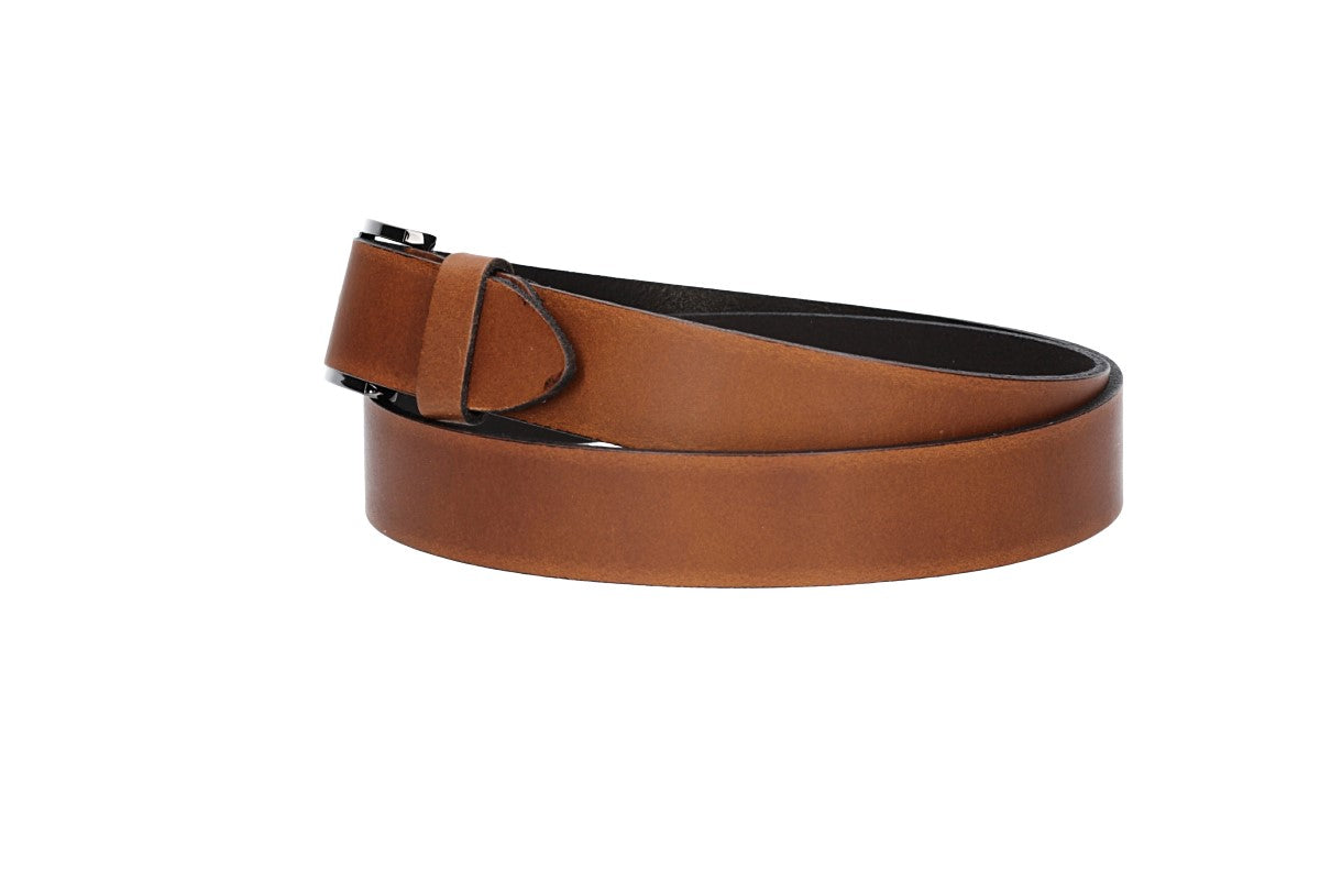 Herren-|Anzugsgürtel 30mm in Cognac mit Dornschließe in Silber