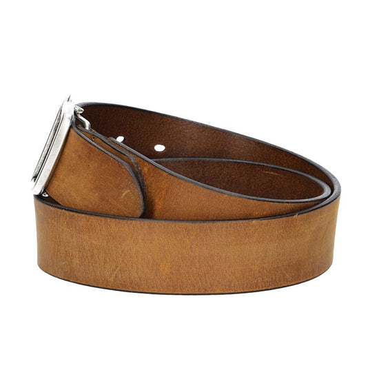 Ledergürtel in Ocker | Senfgelb 40mm mit Schmuckschließe Koppel - leder-accessoires.com