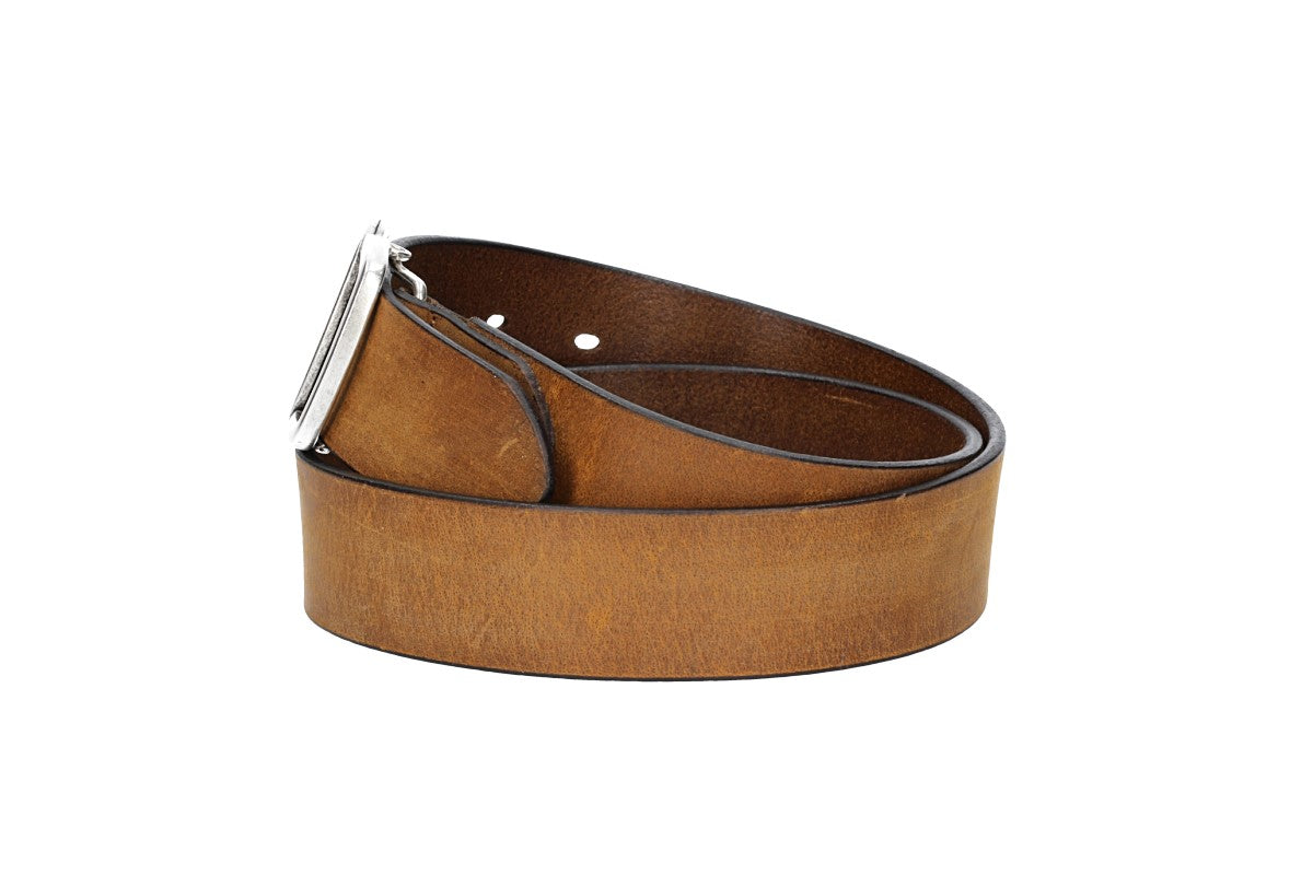 Ledergürtel in Ocker | Senfgelb 40mm mit Schmuckschließe Koppel - leder-accessoires.com