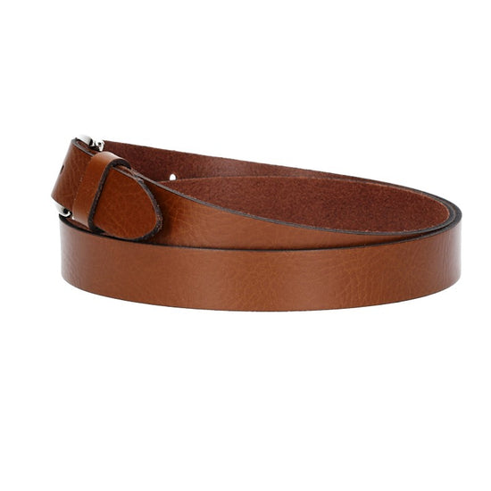 Damengürtel 25mm in Cognac mit Dornschließe in Lightgold - leder-accessoires.com