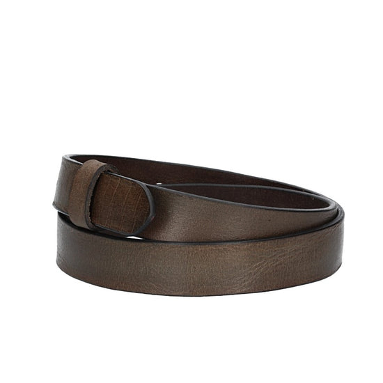 Lederriemen | Gürtelrohling Glanz 30mm in Grau mit Schlaufe und Kapplochteil - leder-accessoires.com